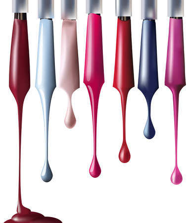 Colorful dots nail Polish. Beauty and cosmetics background. Isolated on white. Template Vector.のイラスト素材