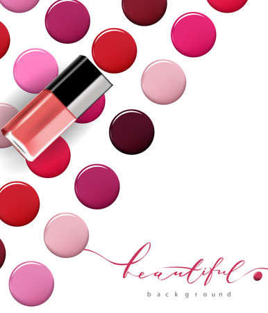 Colorful dots nail Polish. . Beauty and cosmetics background. Isolated on white. Template Vector.のイラスト素材