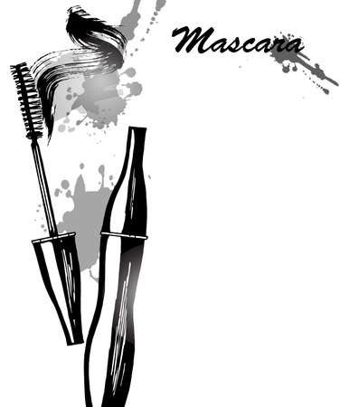 Mascara and brush stroke vector, beauty and cosmetic background. Vector illustration.のイラスト素材
