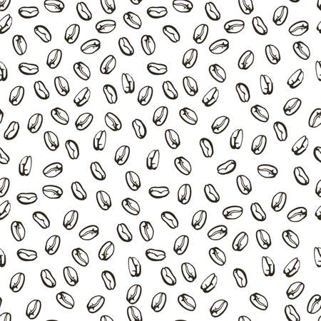 Seamless doodle coffee pattern, hand drawn. Vector illustrationのイラスト素材