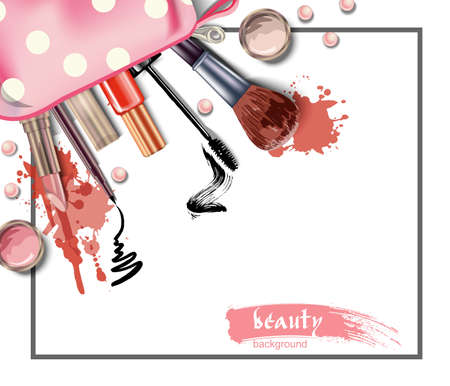 Beauty and cosmetics background. Beauty Concept. Use for advertising flyer, banner, leaflet. Template Vector.のイラスト素材