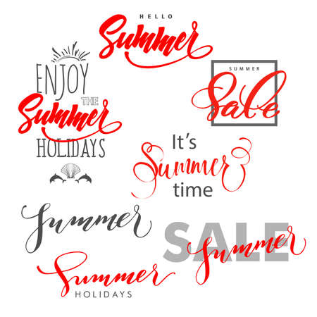 Summer.Summer design, summer sale. Enjoy the summer holidays. lettering, Hand written typography, typography design. Summer Conceptのイラスト素材