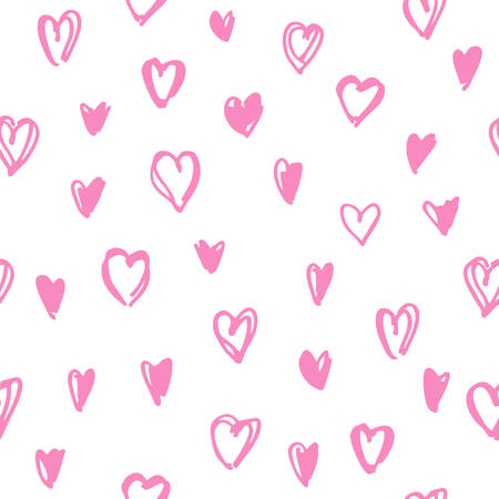 Hearts seamless pattern. Hand drawn romantic ornament for wrapping paper. Decorative illustration...
