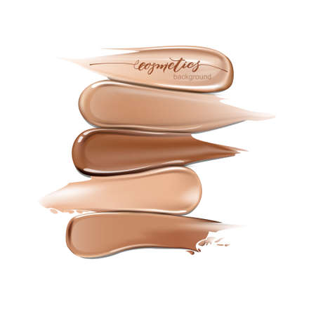 Set of smears of Foundation. Beauty and cosmetics background. Use for advertising flyer, banner, leaflet. Template Vectorのイラスト素材