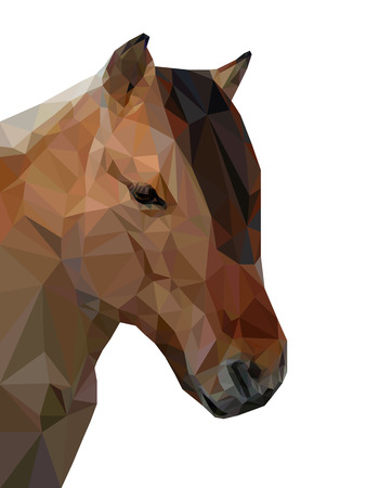 Vector illustration of low poly horse. Geometric polygonal horse portrait. Horse triangles low poly vector.のイラスト素材