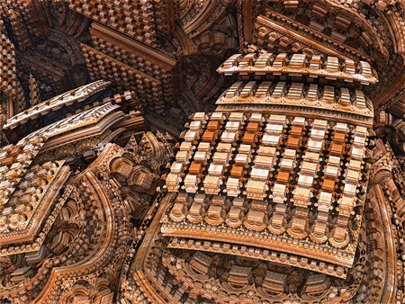 Abstract fractal background, computer-generated 3D illustration.の写真素材