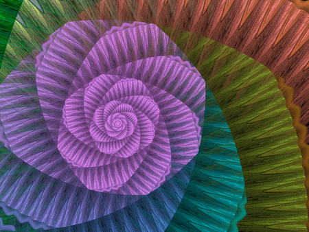 Abstract fractal spiral flower, computer-generated illustration.の写真素材