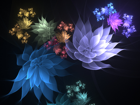Abstract fractal flower, computer-generated illustration.の写真素材