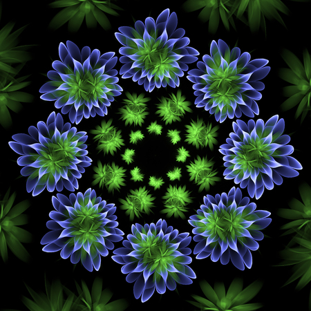 Abstract fractal background, garland of flowers, computer-generated illustration.の写真素材