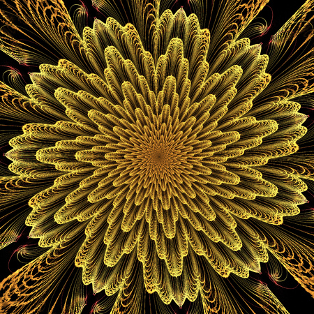 Abstract fractal mandala, computer-generated illustration.の写真素材