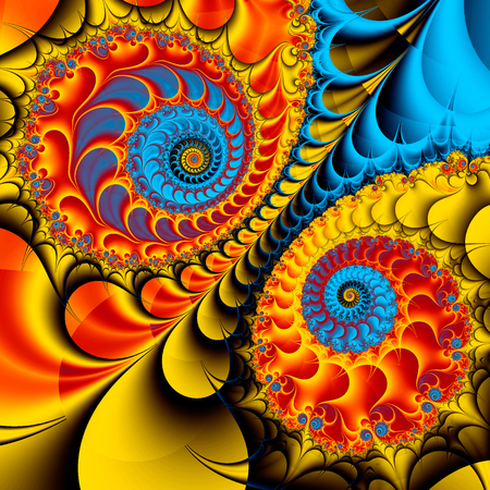Abstract fractal spiral background, computer-generated illustration.の写真素材