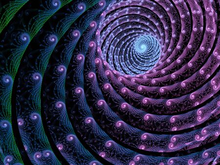 Abstract fractal spiral background, computer-generated illustration.の写真素材