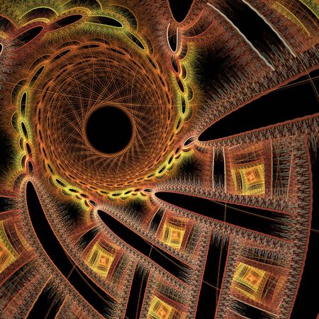Abstract fractal spiral background, computer-generated illustration.の写真素材