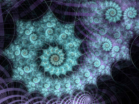 Abstract fractal spiral background, computer-generated illustration.