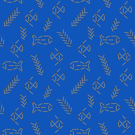 Vector seamless pattern of figurines from matches, background for design.のイラスト素材