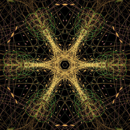 Abstract fractal mandala, computer-generated illustration.の写真素材