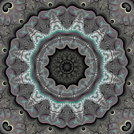 Abstract fractal mandala, computer-generated illustration.
