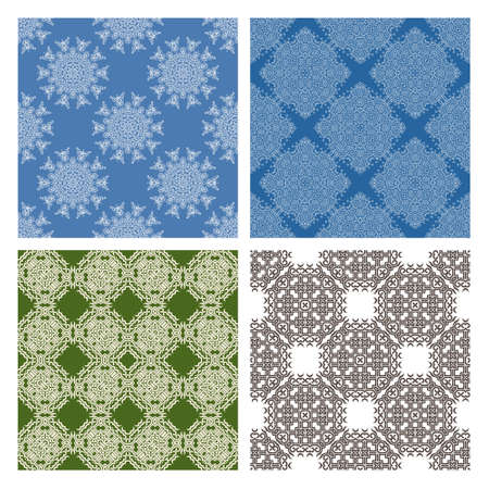 Set of abstract geometric seamless patterns. Vector illustration.のイラスト素材