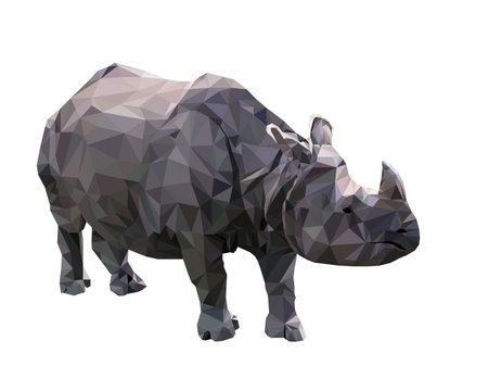 Vector illustration of low poly rhinoceros. Geometric polygonal rhino portrait. Rhinoceros triangles low poly vector.のイラスト素材