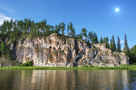 beautiful Ural nature on the river Chusovaya in the Perm region, Russiaの写真素材