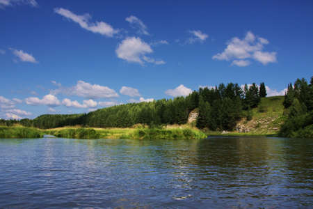 beautiful Ural nature on the river Chusovaya in the Perm region, Russiaの写真素材