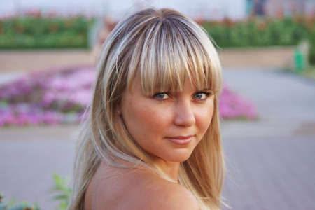 beautiful girl on natureの写真素材