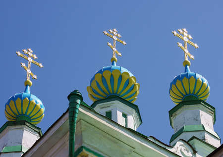 beautiful domes of temple, city Kungur, Russia