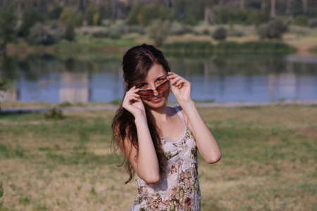 beautiful girl on nature