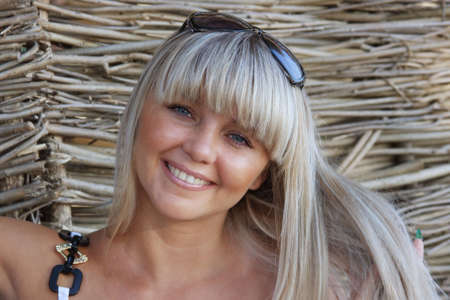 beautiful girl on natureの写真素材