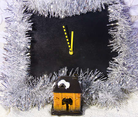 christmas still life hours and toy houseの写真素材