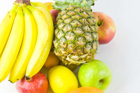 still life from different fruit on a white backgroundの写真素材