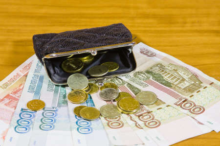 purse and Russian moneyの写真素材