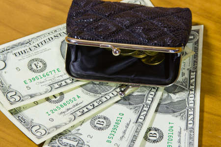 purse and dollarsの写真素材