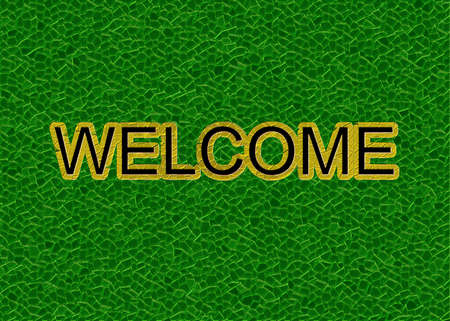 bright green lawn  with inscription  Welcome の写真素材