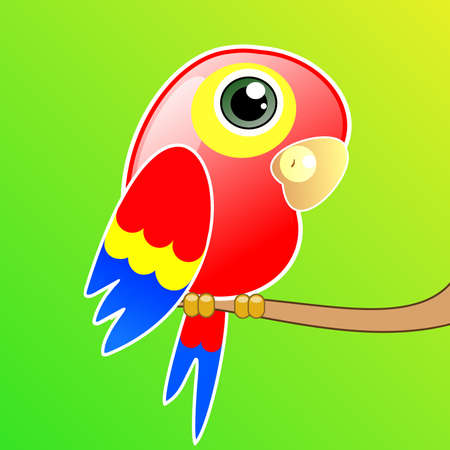 bright drawn parrot, raster illustrationの写真素材
