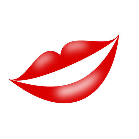 bright red lips on a white background, raster illustrationの写真素材