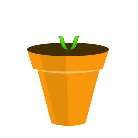 a green sprout is in a pot, illustration on a white backgroundの写真素材