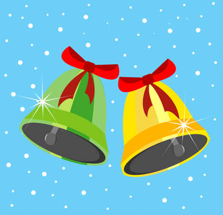 festive campanellis on a blue background, vectorial illustrationのイラスト素材
