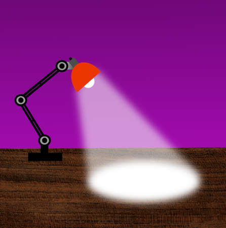 reading-lamp with the ray of light on a table, illustrationの写真素材
