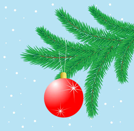 toy a ball hangs on branch fir-tree, vector illustrationのイラスト素材