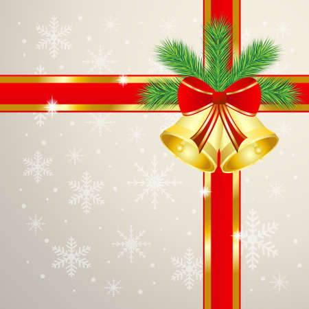 festive christmas background with the branches of silver fir and campanellis,vector illustrationのイラスト素材