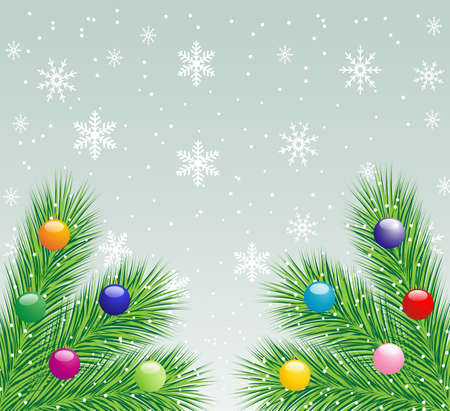 festive christmas background with the branches of silver fir,vector illustrationのイラスト素材