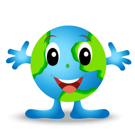 a round planet is earth, merry personage, vectorial illustrationのイラスト素材