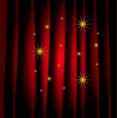 brightly red curtain, a background for design,  vector  illustrationのイラスト素材