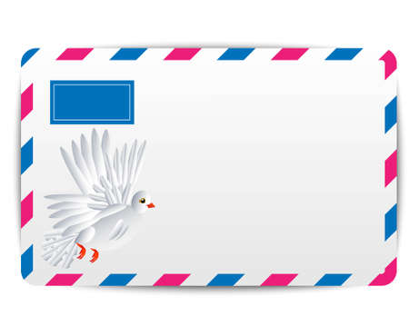 envelope Air with the drawn white pigeon, vector illustrationのイラスト素材