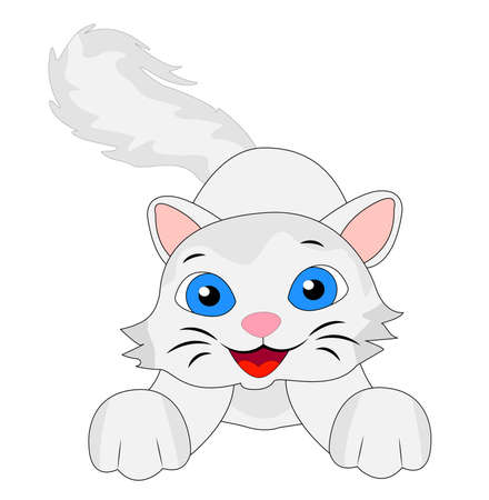 merry kitten with a fluffy tail, vector illustrationのイラスト素材