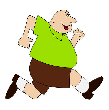 thick man goes in for sports, vector illustrationのイラスト素材