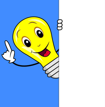 merry bulb peeks out from a clean banner, illustrationのイラスト素材