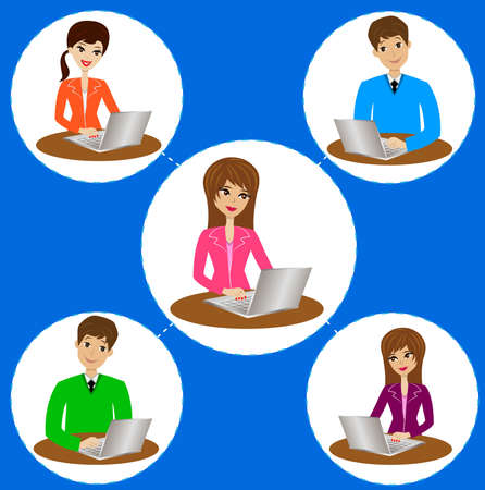 people communicate over the internet, vector illustrationのイラスト素材