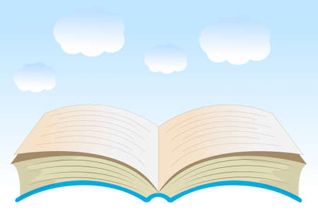 open book on a background blue sky,vector illustrationのイラスト素材